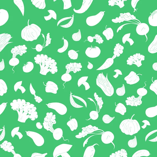 Зеленый фон из бесшовных овощей — стоковый вектор