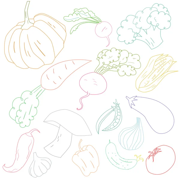 Vegetables color outline vector illustration — Stock Vector