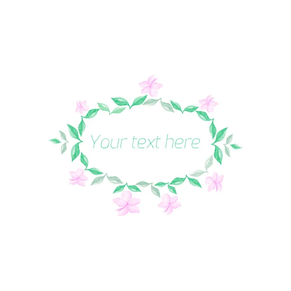 Spring floral circle ornament with text — Stock Vector
