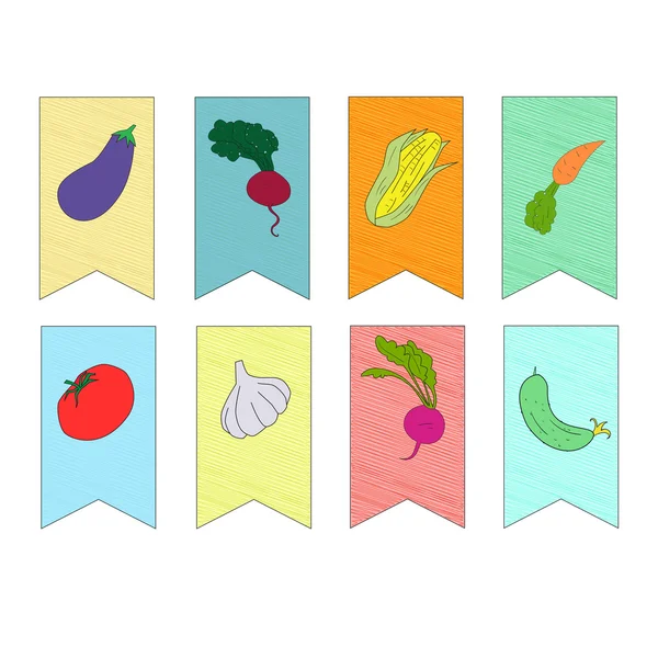 Vegetais em bandeiras ilustração vetorial —  Vetores de Stock