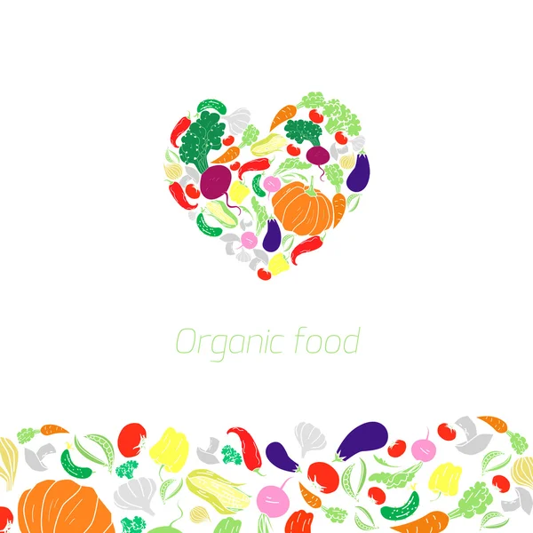 Cuore biologico verdura cibo vettore illustrazione — Vettoriale Stock