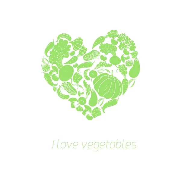 Cuore verdura cibo vettore illustrazione — Vettoriale Stock