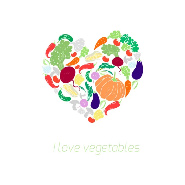 Heart vegetables food vector illustration color — Stock Vector