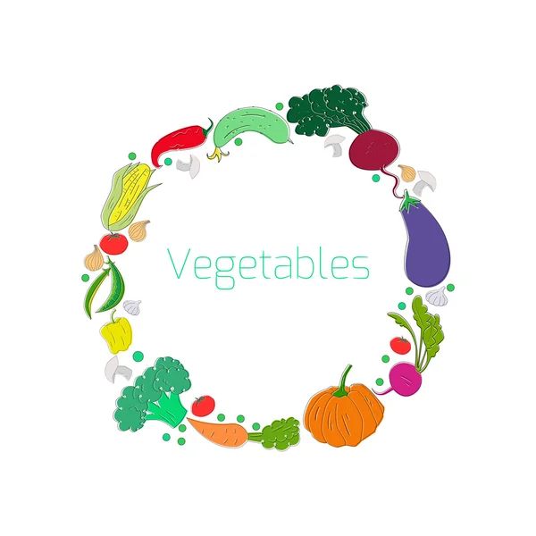 Krans grönsaker cirkel vektor illustration — Stock vektor