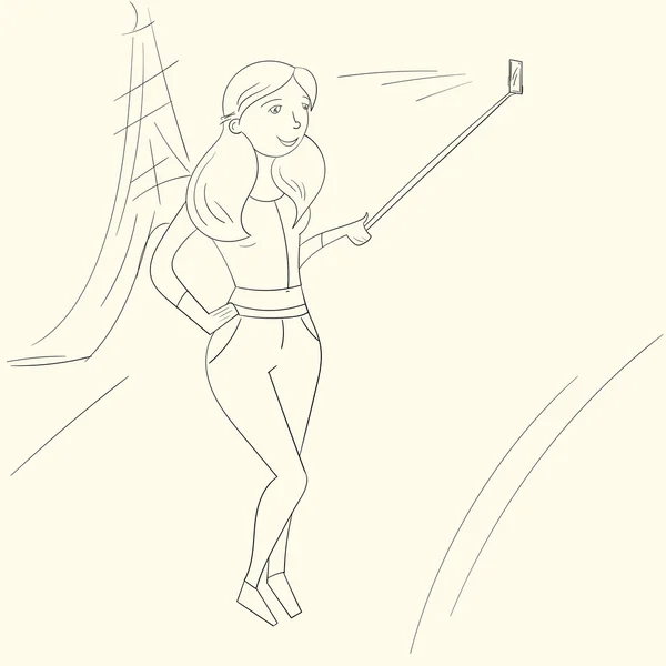 Ilustrační foto holka selfie — Stockový vektor