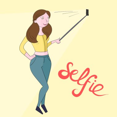 selfie kız fotoğraf illüstrasyon renk