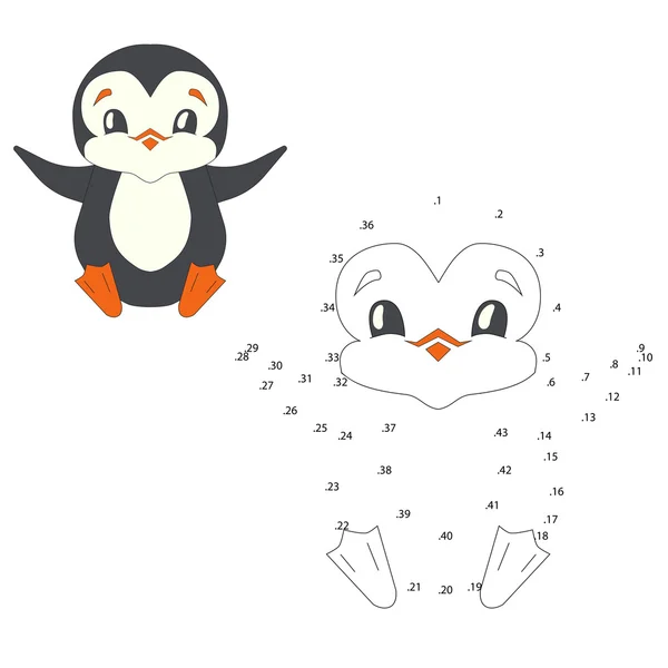 Ansluta prickar spelet penguin vektor illustration — Stock vektor