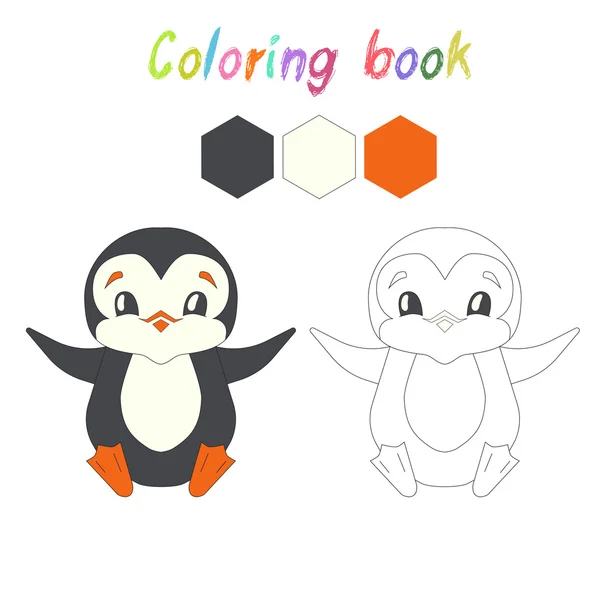 Libro para colorear pingüino diseño de niños para el juego — Archivo Imágenes Vectoriales