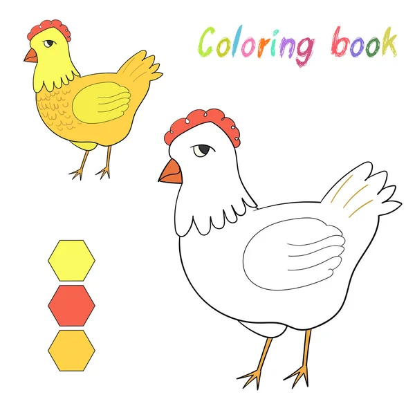 Libro para colorear pollo diseño de los niños para el juego — Vector de stock