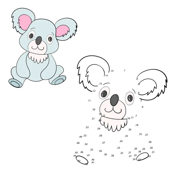 Conectar los puntos juego koala vector ilustración — Vector de stock