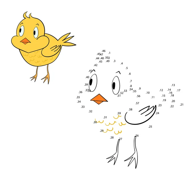 Verbinden Sie die Punkte Spiel Huhn Vektor Illustration — Stockvektor