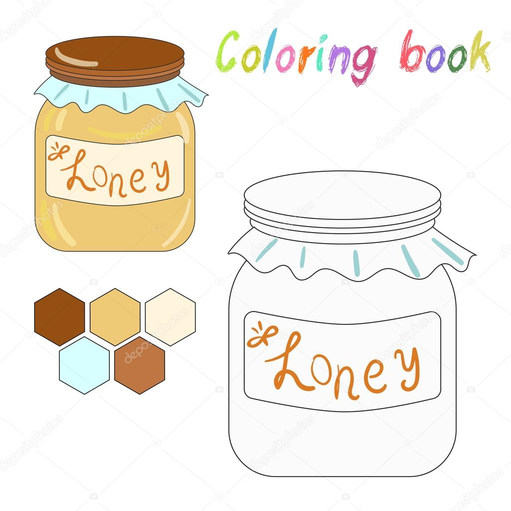 Disegni da colorare miele libro bambini layout per gioco scarabocchio disegnato a mano — Vettoriali di AlexanderPokusay