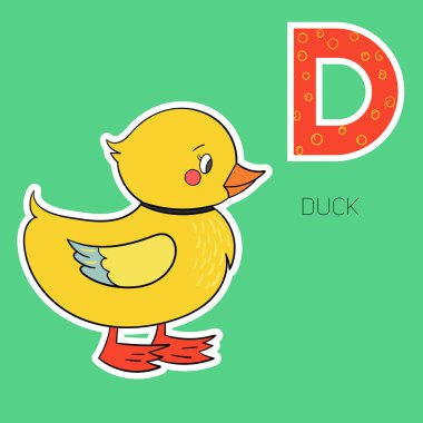 Alfabe harf D ördek çocuk
