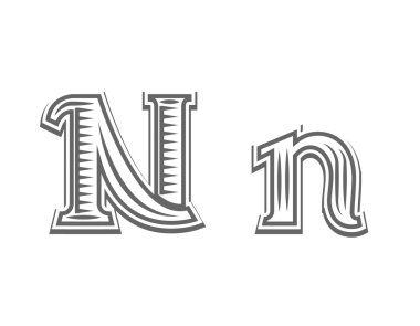 Yazı tipi dövme oyma harf N