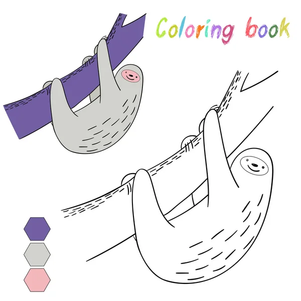 Desenho de crianças preguiça livro para colorir para o jogo — Vetor de Stock