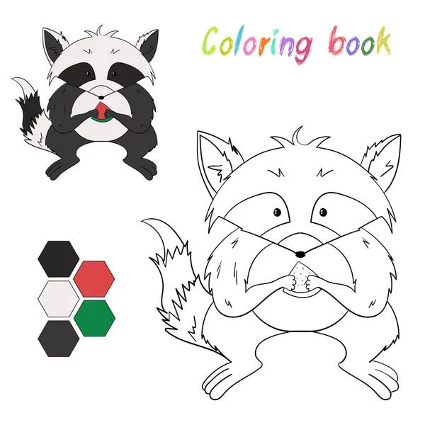 Coloriage livre raccoon enfants mise en page pour le jeu — Image vectorielle
