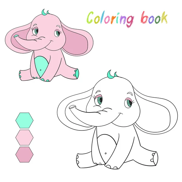 Libro para colorear elefante diseño de niños para el juego — Vector de stock