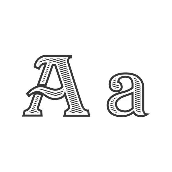 Tetování písmo gravírování písmeno A se stínováním — Stockový vektor