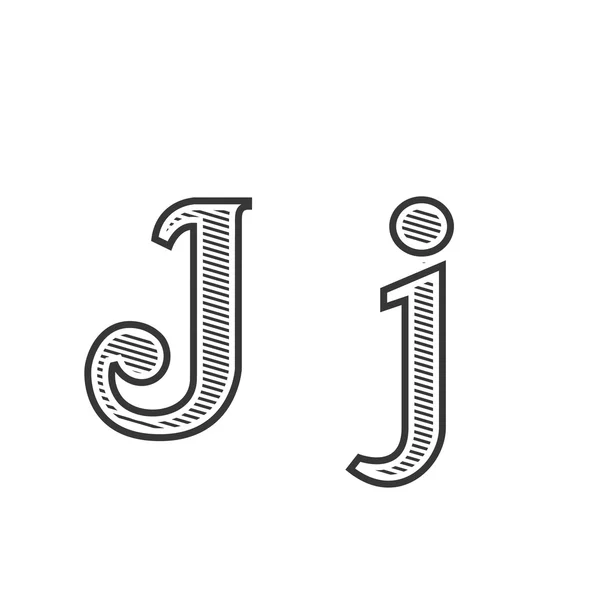 Gölgeli yazı tipi dövme oyma harf J — Stok Vektör