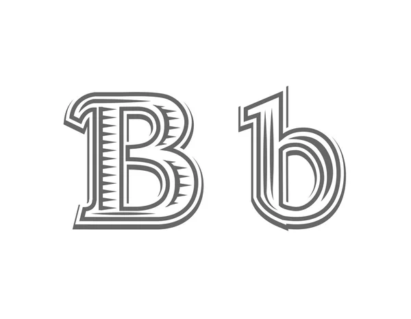 Písmo tetování gravírování písmeno B — Stockový vektor