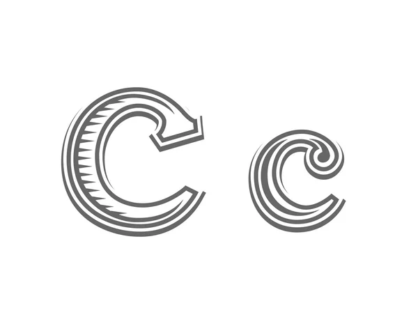 Písmo tetování gravírování písmeno C — Stockový vektor