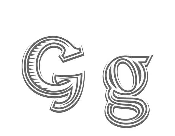 Font tatuering gravyr bokstaven G — Stock vektor