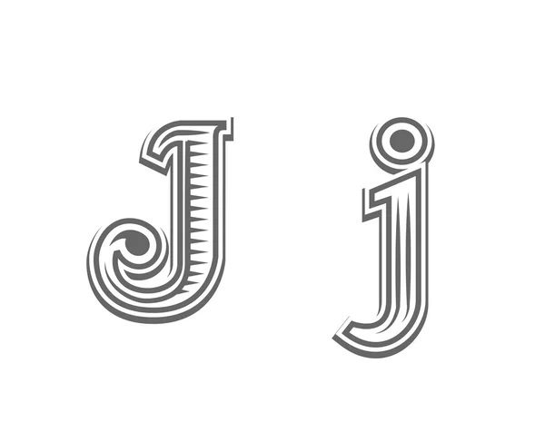 字体纹身雕刻字母 J — 图库矢量图片