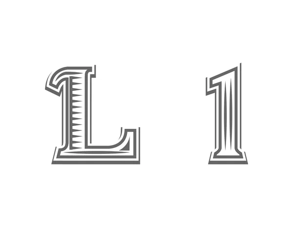 字体纹身雕刻字母 L — 图库矢量图片