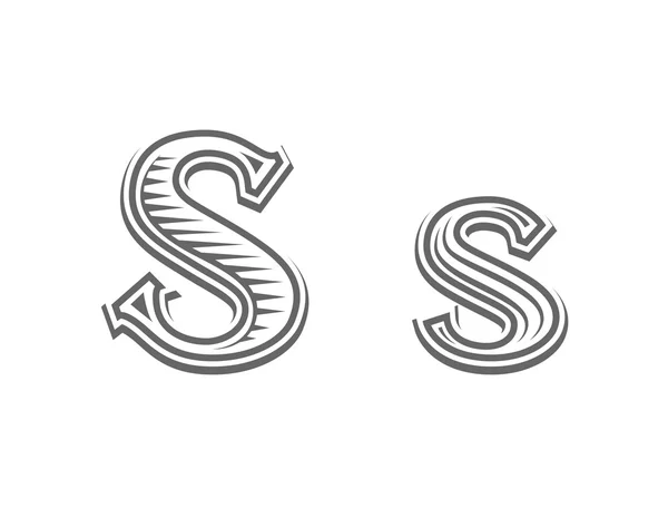 Font tattoo engraving letter S — Stock Vector