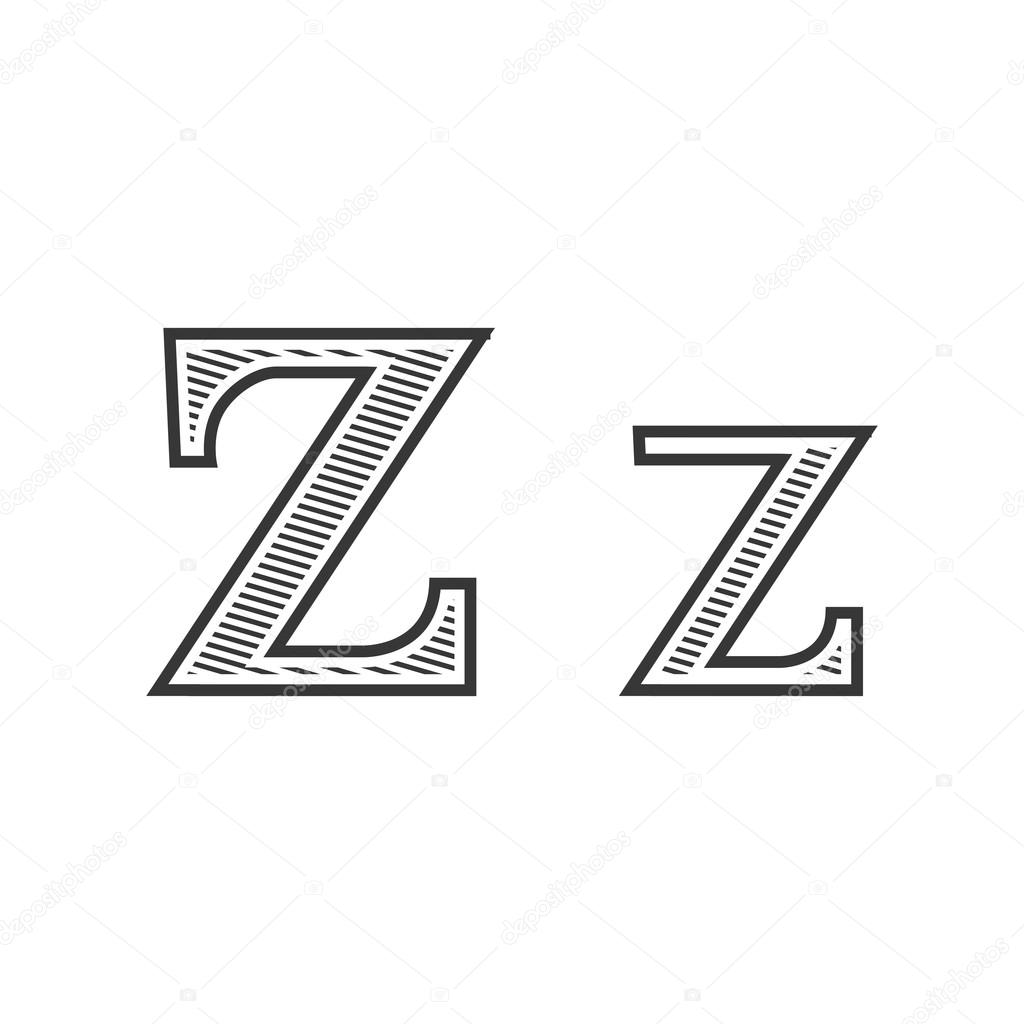 Font tattoo engraving letter Z with shading