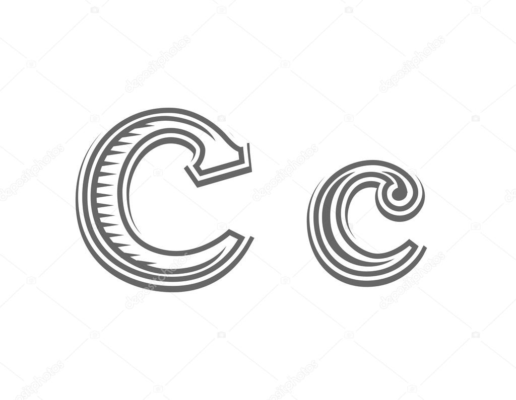 Font tattoo engraving letter C