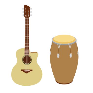 Gitar ve conga davul vektör çizim