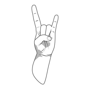 Vektör boynuzları el rock işareti jest