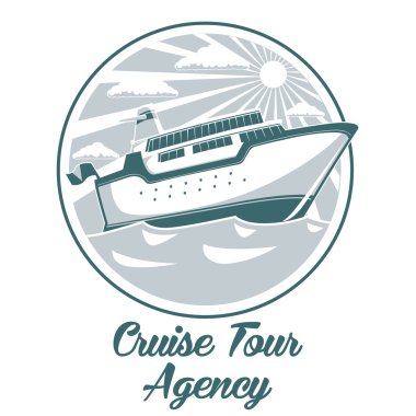 Cruise tur ajansı logo tasarımı liner gemi ile