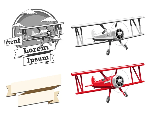 Логотип літака Векторні ілюстрації та стрічки — стоковий вектор