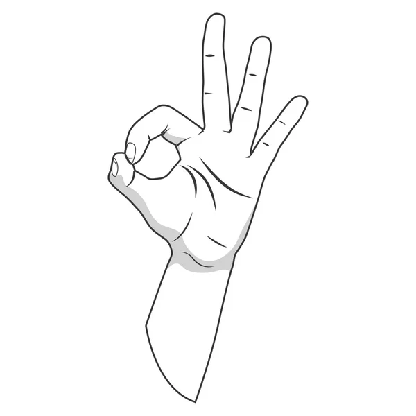 Hand gesture vector illustration Ok — Stock Vector