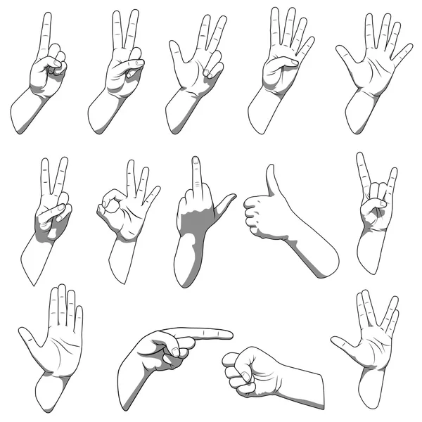 Diferentes gestos de manos — Archivo Imágenes Vectoriales
