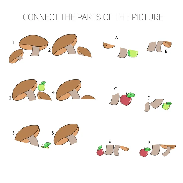 Permainan pendidikan untuk anak-anak menghubungkan bagian-bagiannya - Stok Vektor