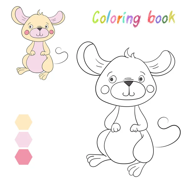 Libro para colorear ratón niños diseño para el juego — Vector de stock