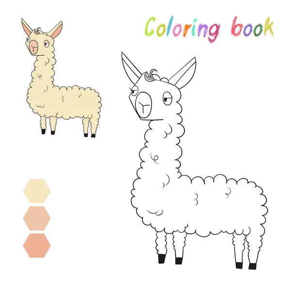 Libro para colorear lama diseño de los niños para el vector del juego — Vector de stock