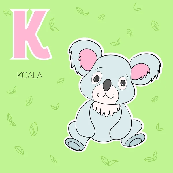 Letra del alfabeto K koala niños vector — Vector de stock