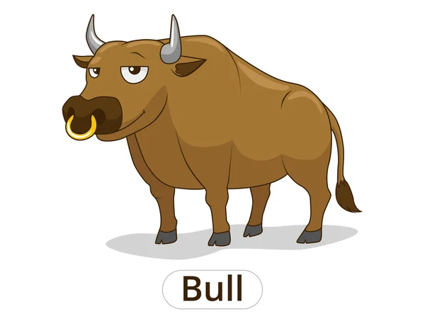 Bull animal cartoon illustration for children — Stock Vector