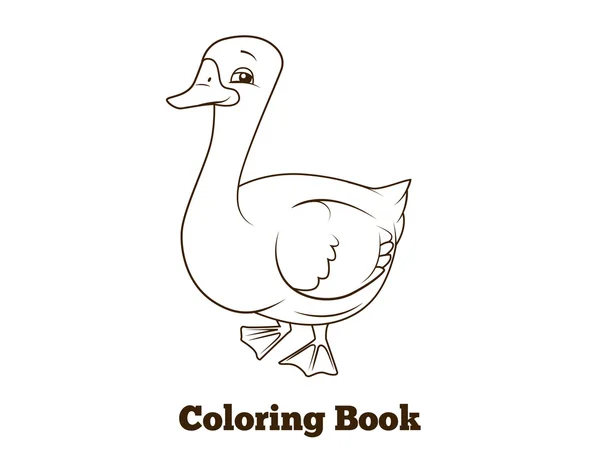 Coloring book goose cartoon educational — Stock Vector