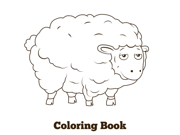 Libro para colorear ovejas dibujos animados educativos — Vector de stock