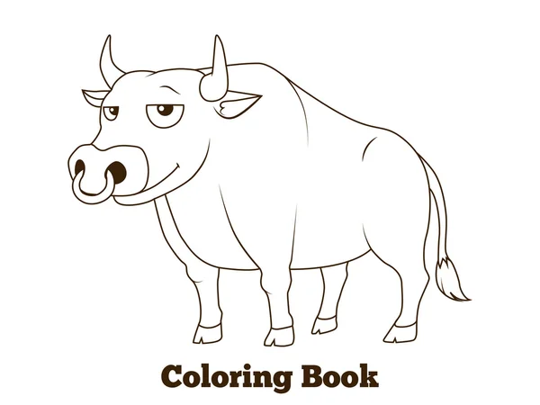 Libro para colorear toro dibujos animados educativos — Vector de stock