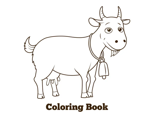 Libro para colorear cabra dibujos animados educativos — Vector de stock