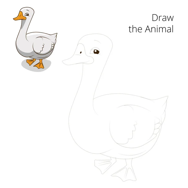 Dessinez le vecteur de jeu éducatif de l'oie animale — Image vectorielle