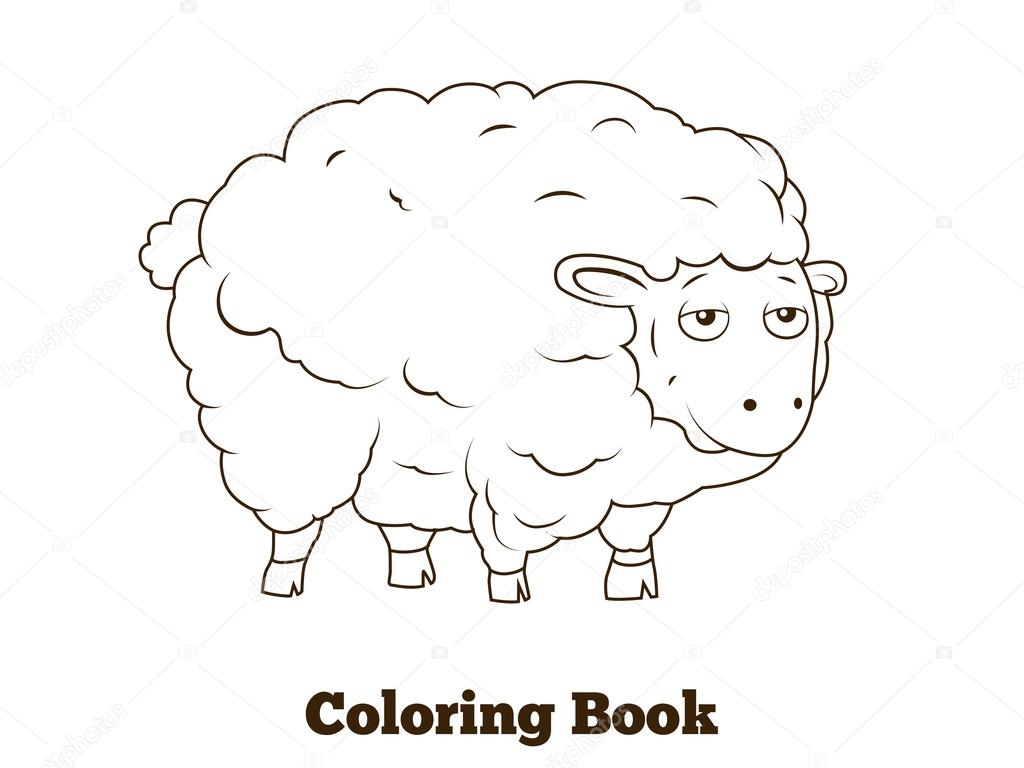 Coloring book sheep cartoon educational
