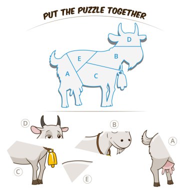 Puzzle game for chldren goat clipart