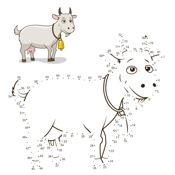 Verbinden Sie die Punkte Spiel Ziegen Vektor Illustration — Stockvektor